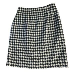 Vintage J.G. Hook Women's Skirt‎ 8P Black White Houndstooth Wool Blend Lined